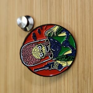 5/$30 Mars Attacks Brooch, Scary Brain Alien Pin - locking pin back included